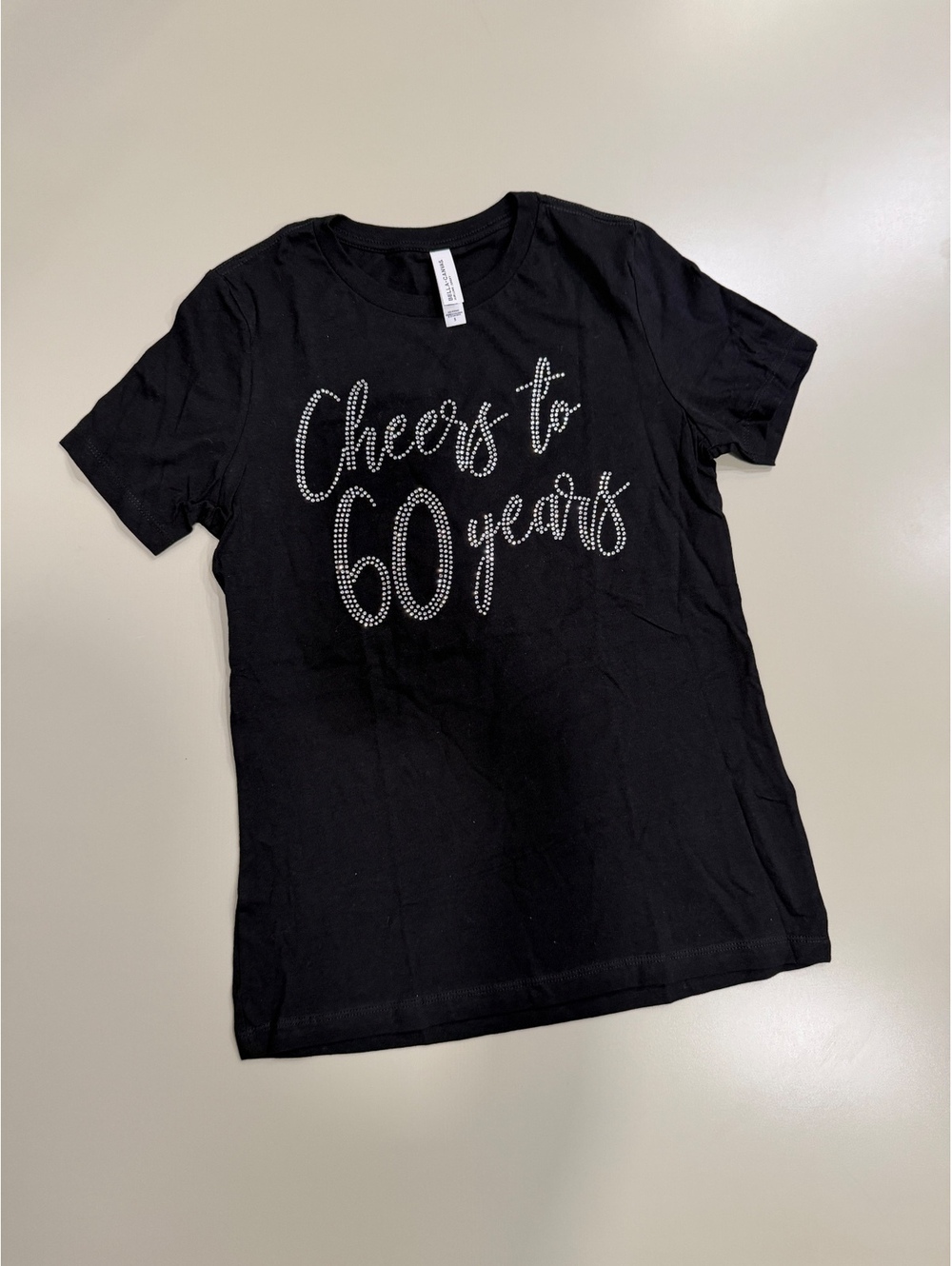Black Cheers to 60 Years Rhinestone T Shirt